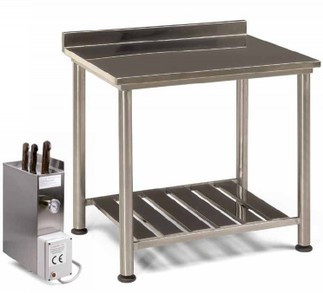 TAVOLO E PORTACOLTELLI IN ACCIAIO INOX